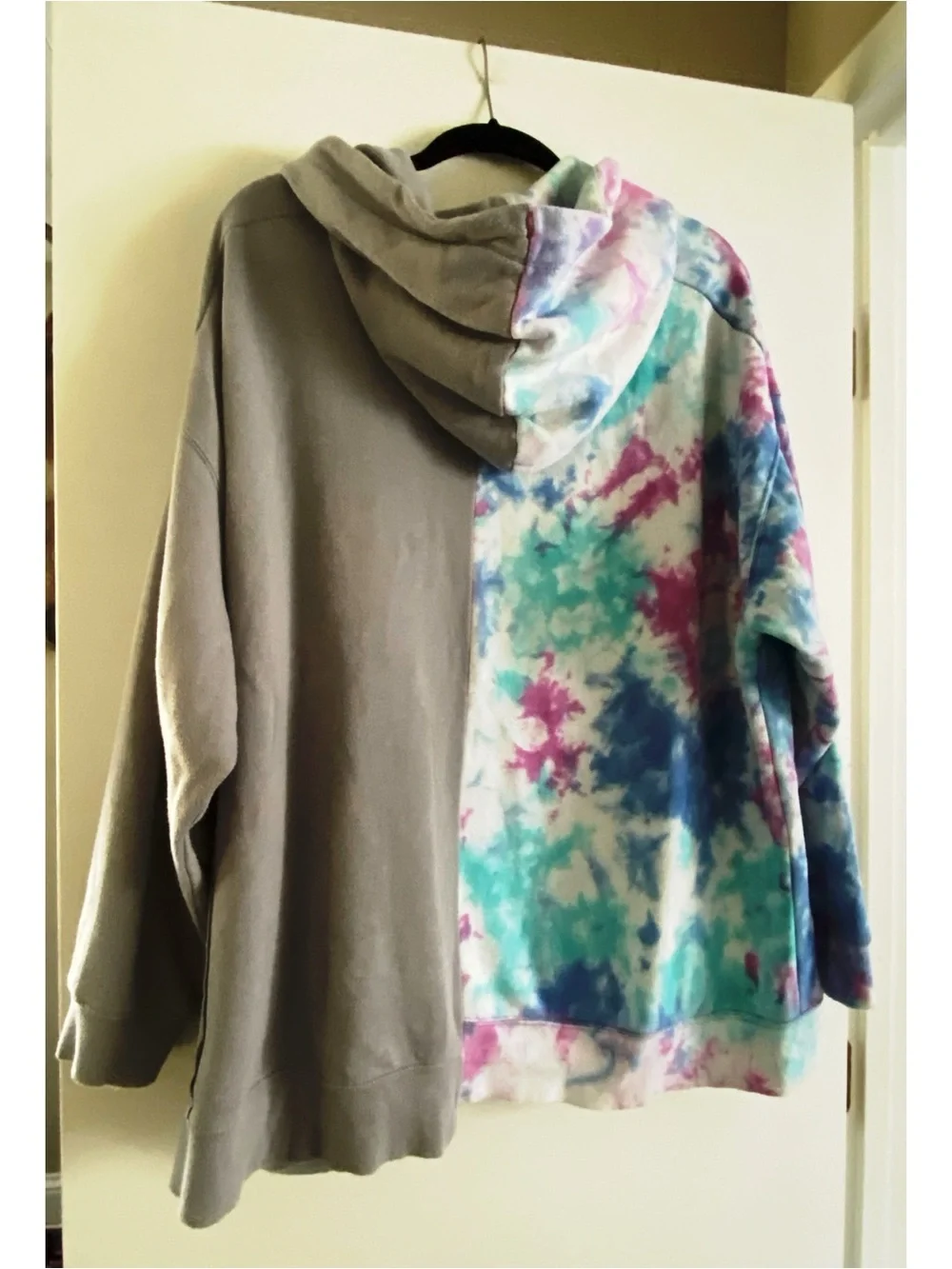 Free People RARE Two of a Kind Color Block Tie Dye Hooded Sweatshirt Size XL